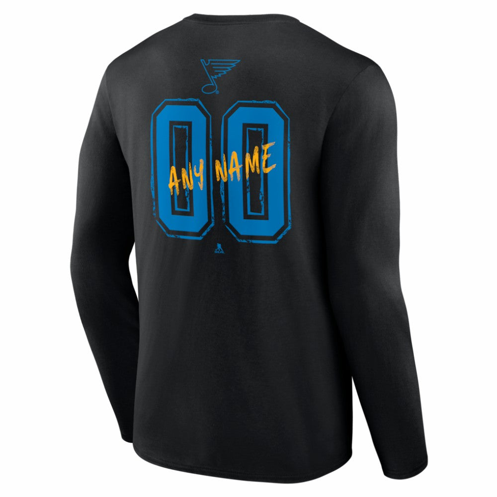 St. Louis Blues Hustle Personalized Name & Number Long Sleeve T-Shirt Black