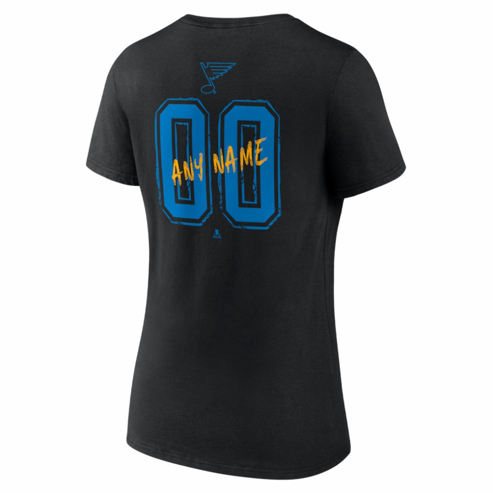 St. Louis Blues Women's Hustle Personalized Name & Number V-Neck T-Shirt Black