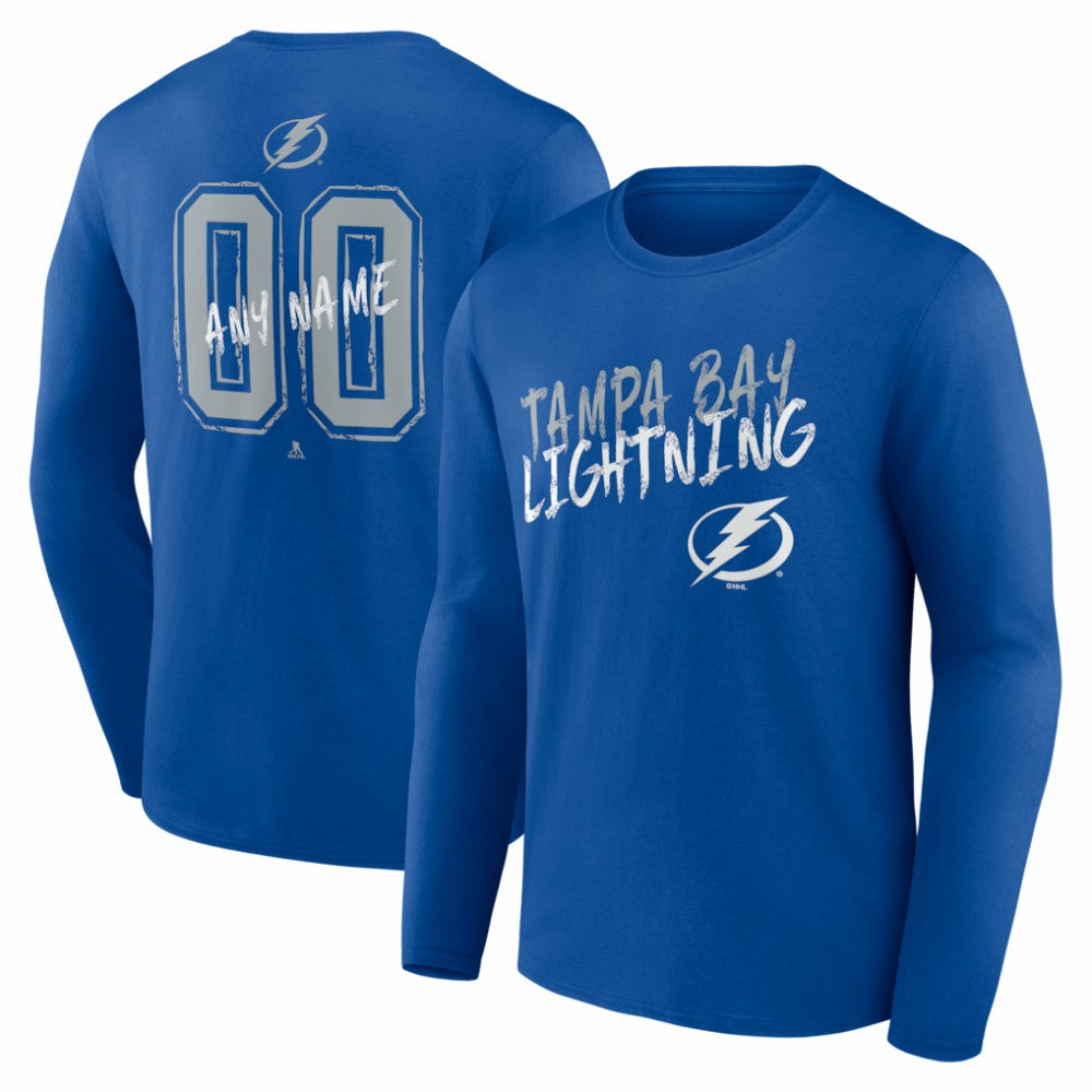 Tampa Bay Lightning Hustle Personalized Name & Number Long Sleeve T-Shirt Blue