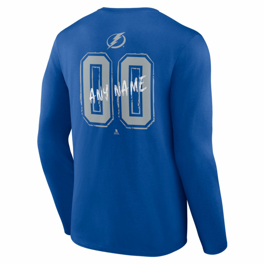 Tampa Bay Lightning Hustle Personalized Name & Number Long Sleeve T-Shirt Blue