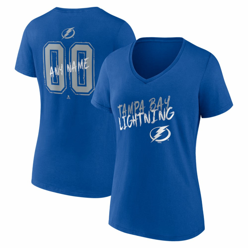 Tampa Bay Lightning Women's Hustle Personalized Name & Number V-Neck T-Shirt Blue