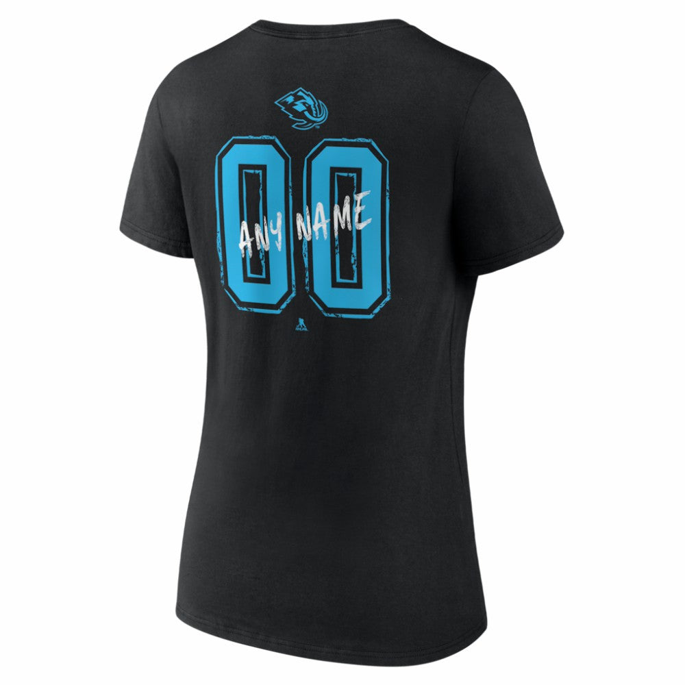 Utah Mammoth Women's Hustle Personalized Name & Number V-Neck T-Shirt Black