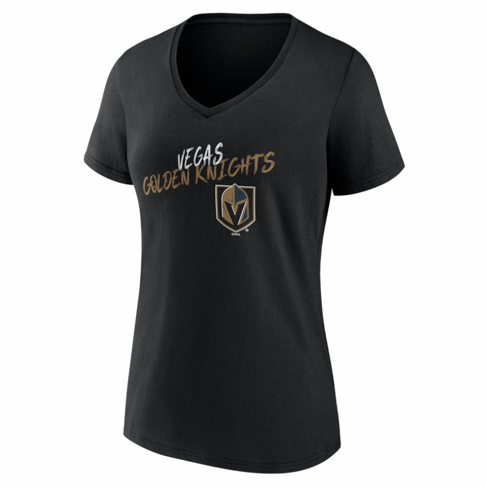 Vegas Golden Knights Women's Hustle Personalized Name & Number V-Neck T-Shirt Black