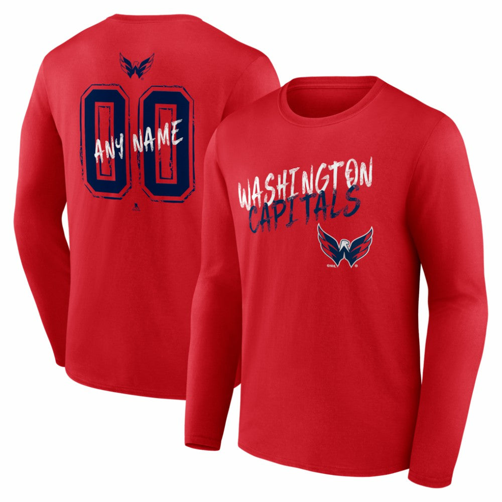 Washington Capitals Hustle Personalized Name & Number Long Sleeve T-Shirt Red
