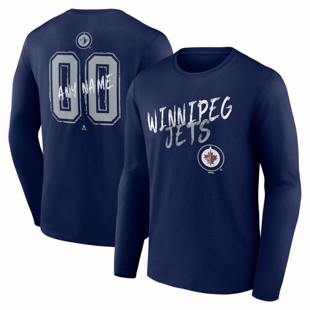 Winnipeg Jets Hustle Personalized Name & Number Long Sleeve T-Shirt Navy
