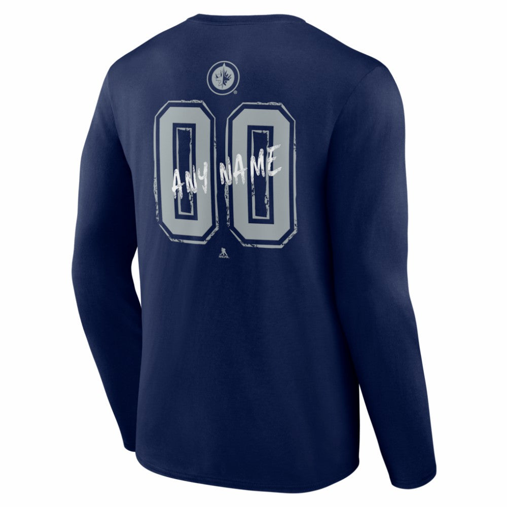 Winnipeg Jets Hustle Personalized Name & Number Long Sleeve T-Shirt Navy