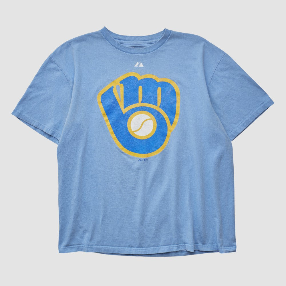 Milwaukee Brewers Majestic 2000s T-shirt Light Blue Vintage