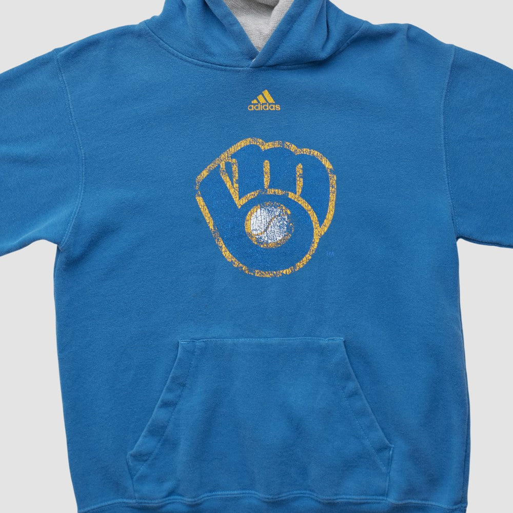 Milwaukee Brewers Adidas 2010s Hooded Pullover Sweatshirt Blue Vintage