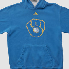 Milwaukee Brewers Adidas 2010s Hooded Pullover Sweatshirt Blue Vintage