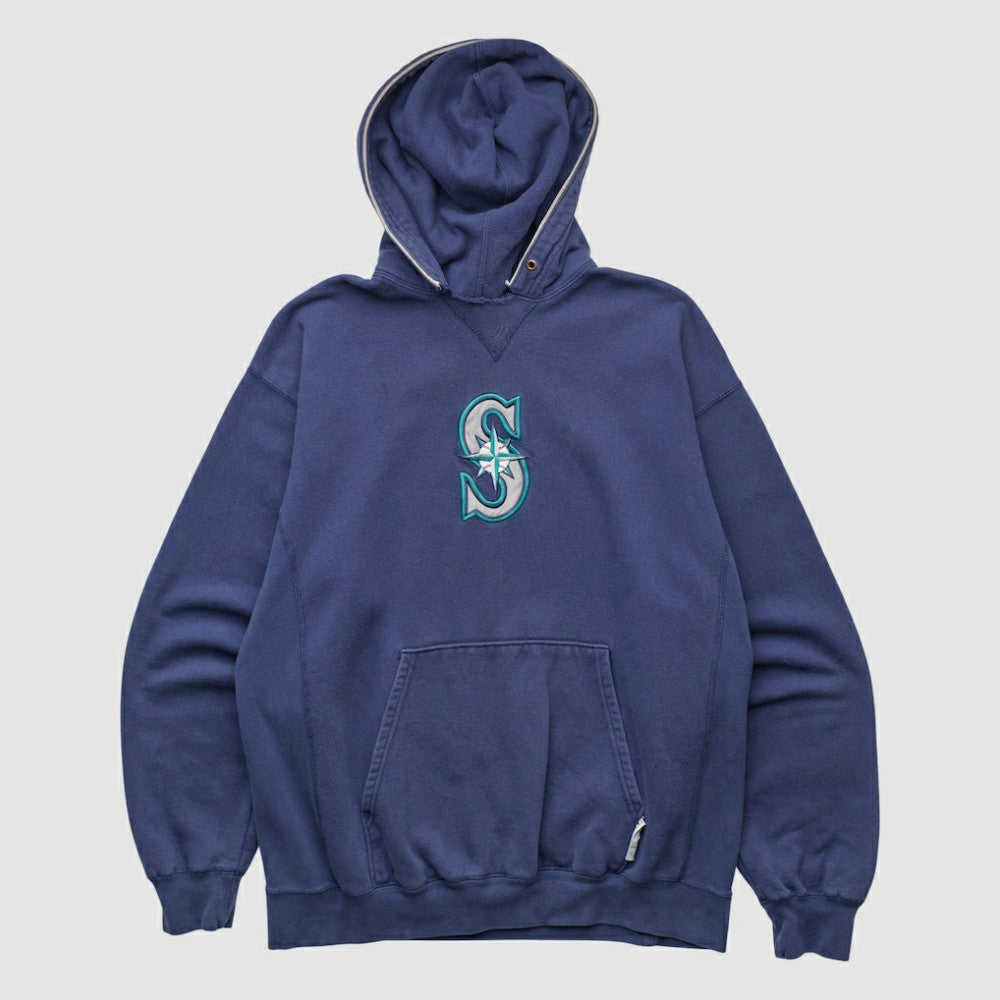 Seattle Mariners Champion 2000s Hooded Pullover Sweatshirt Navy Vintage