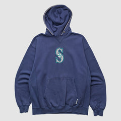 Seattle Mariners Champion 2000s Hooded Pullover Sweatshirt Navy Vintage
