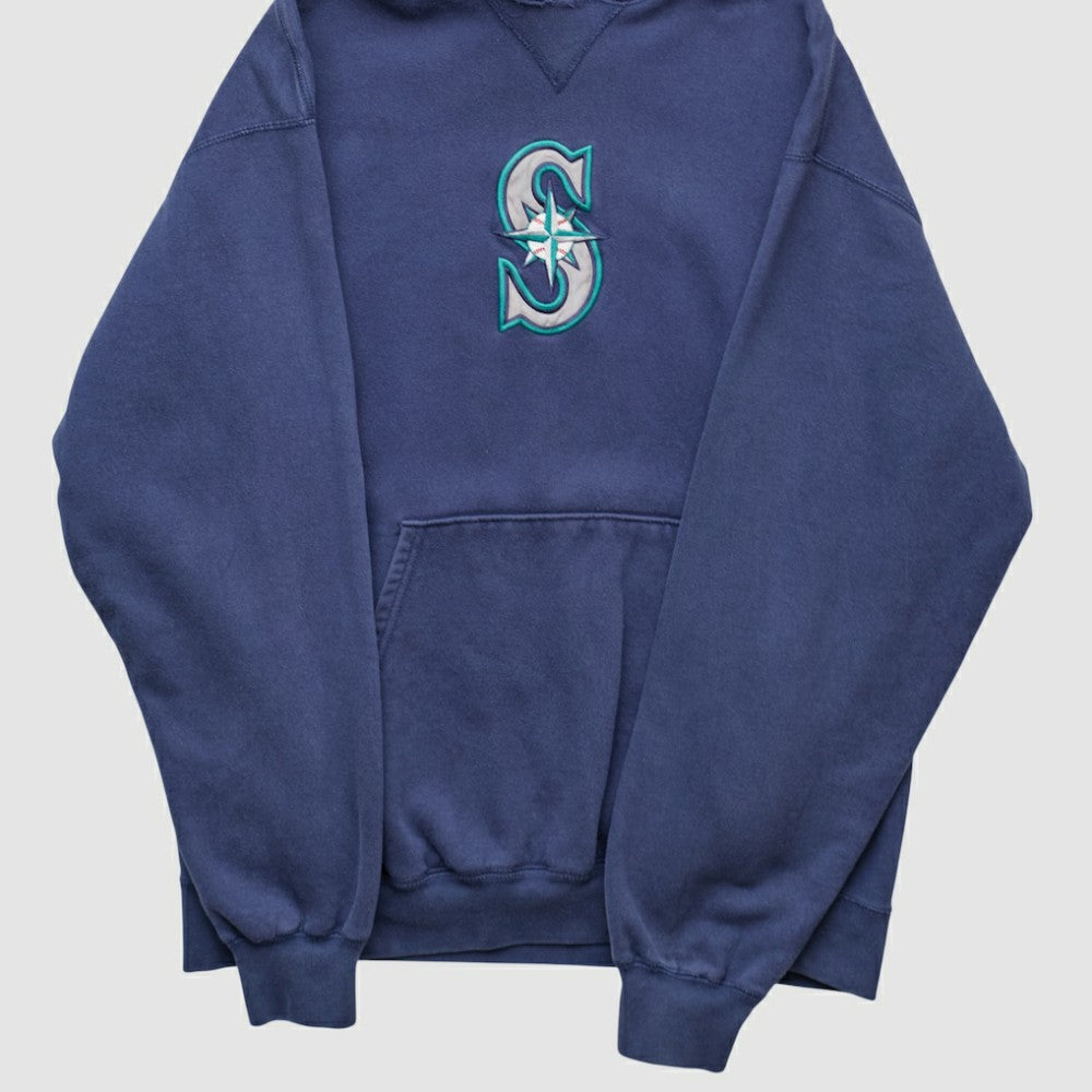 Seattle Mariners Champion 2000s Hooded Pullover Sweatshirt Navy Vintage