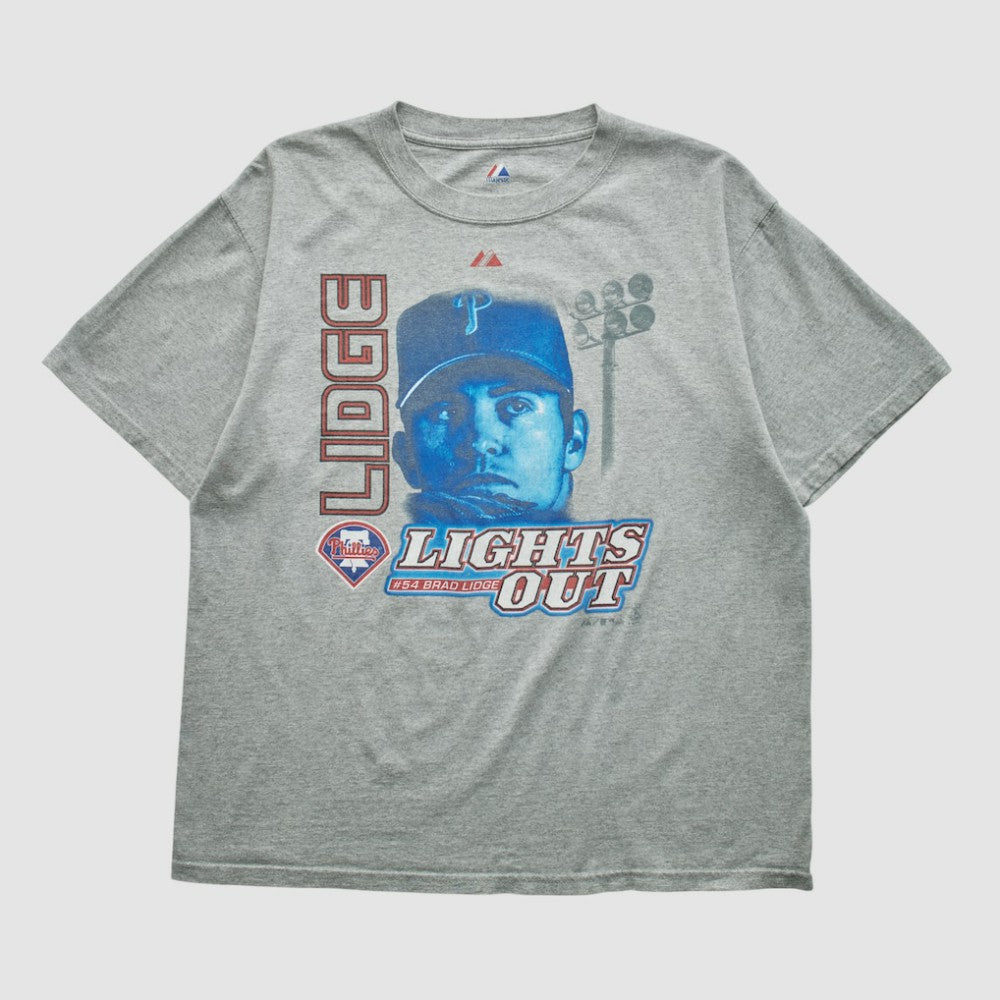 Brad Lidge Majestic 2000s T-shirt Heather Gray Vintage