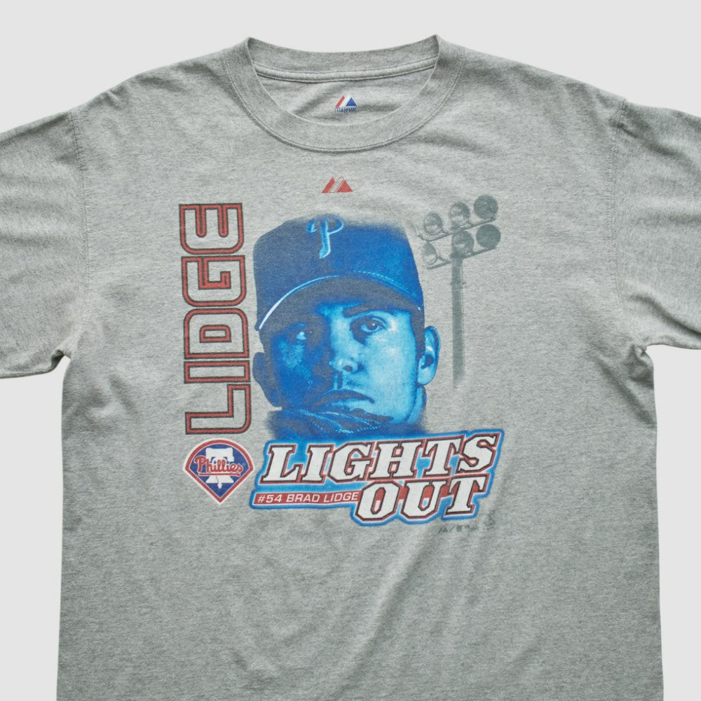 Brad Lidge Majestic 2000s T-shirt Heather Gray Vintage