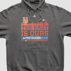 New York Mets Majestic 2015 Hooded Pullover Sweatshirt Charcoal Vintage