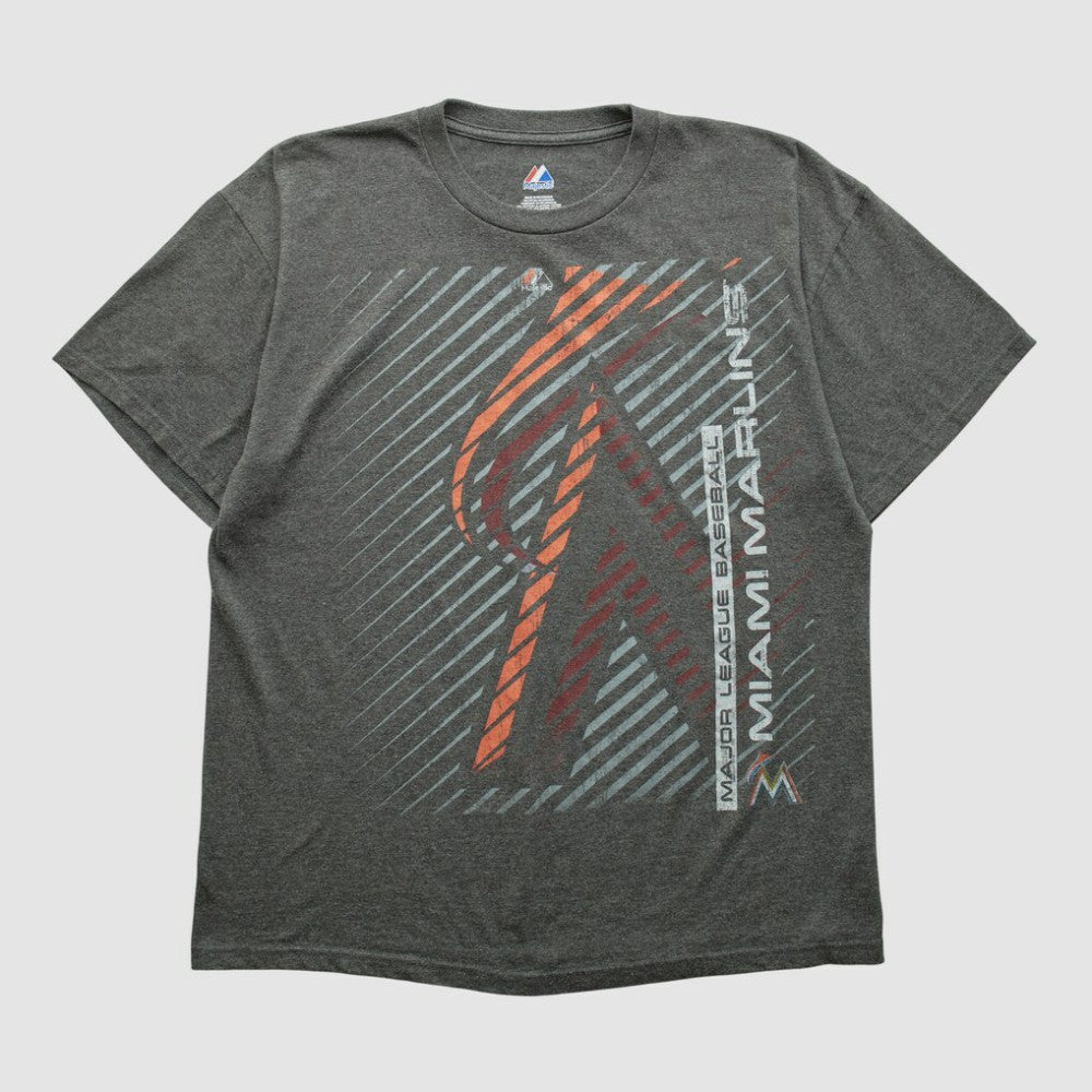 Miami Marlins Majestic 2000s T-shirt Dark Heather Gray Vintage