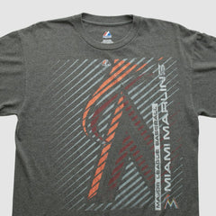 Miami Marlins Majestic 2000s T-shirt Dark Heather Gray Vintage