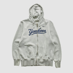 New York Yankees 2000s Hooded Full Zip Sweatshirt Heather Gray Vintage | Nike