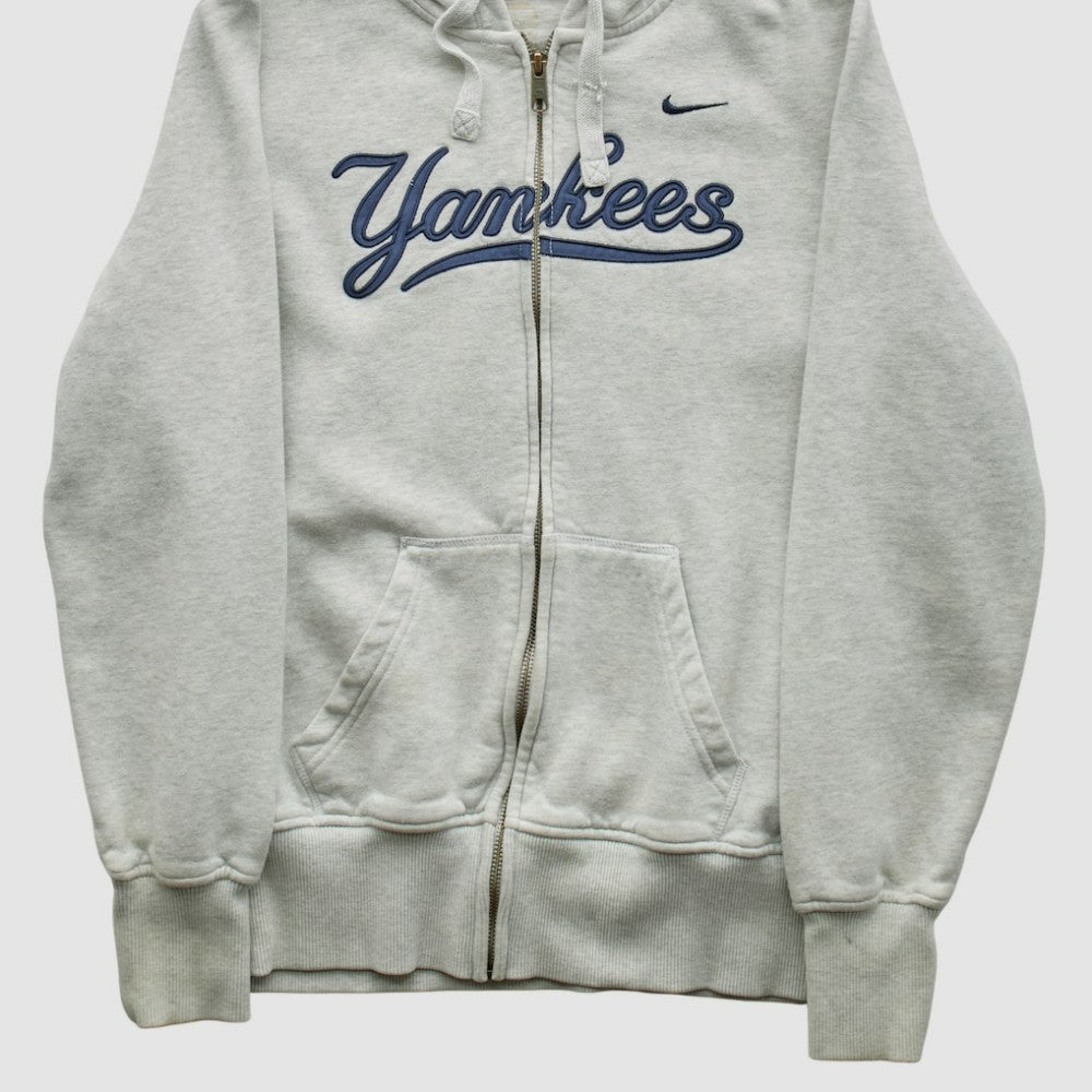New York Yankees 2000s Hooded Full Zip Sweatshirt Heather Gray Vintage | Nike
