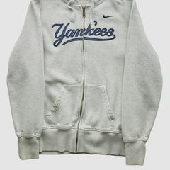 New York Yankees 2000s Hooded Full Zip Sweatshirt Heather Gray Vintage | Nike