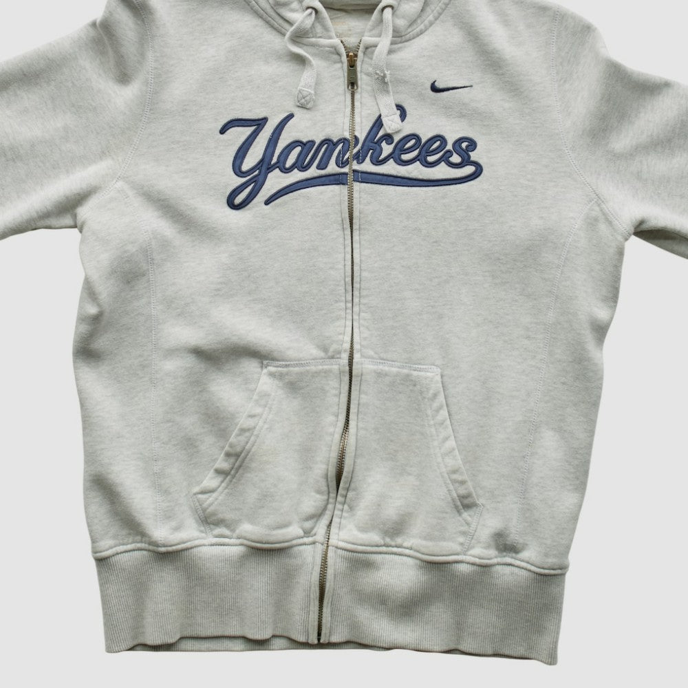 New York Yankees 2000s Hooded Full Zip Sweatshirt Heather Gray Vintage | Nike