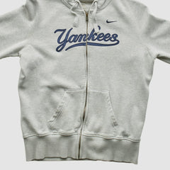 New York Yankees 2000s Hooded Full Zip Sweatshirt Heather Gray Vintage | Nike