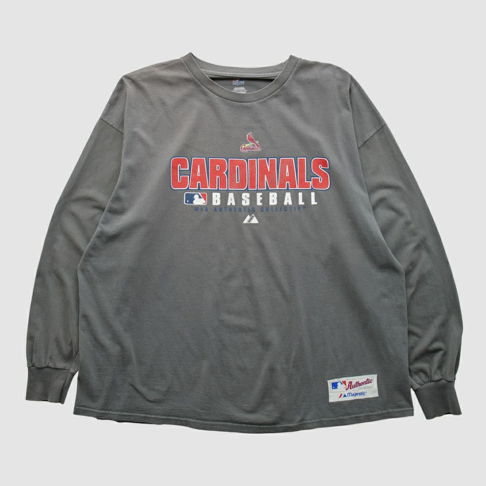St. Louis Cardinals Majestic 2000s Long Sleeve T-shirt Gray Vintage