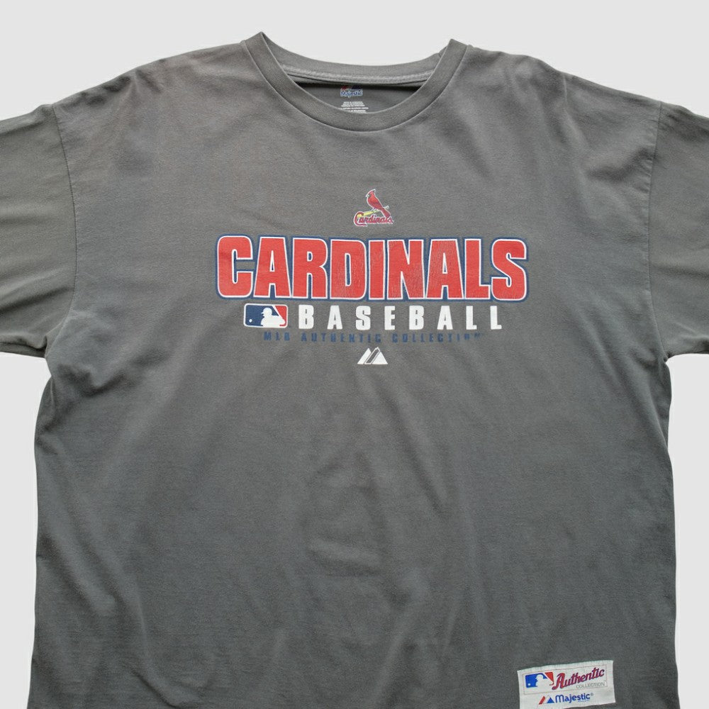 St. Louis Cardinals Majestic 2000s Long Sleeve T-shirt Gray Vintage