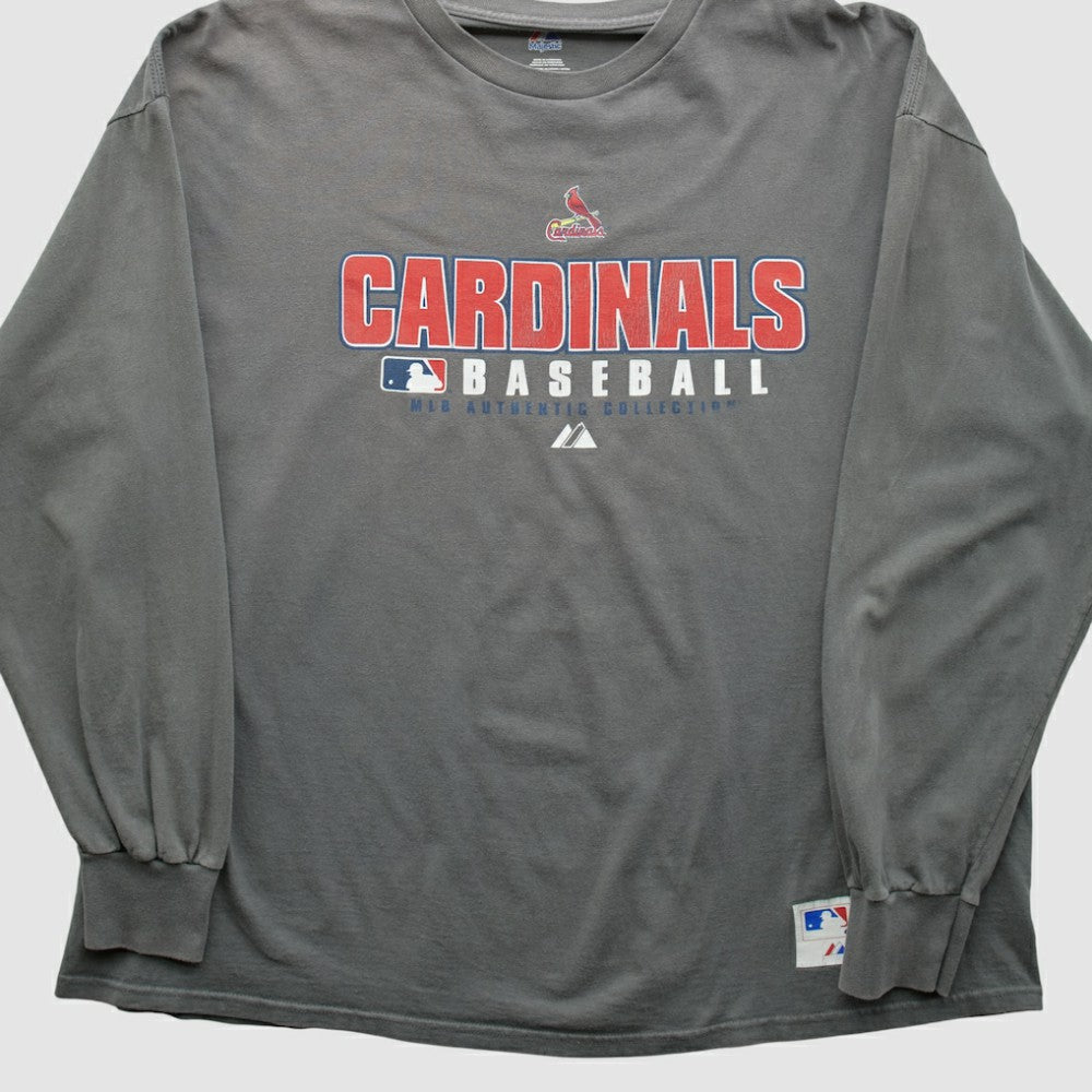 St. Louis Cardinals Majestic 2000s Long Sleeve T-shirt Gray Vintage