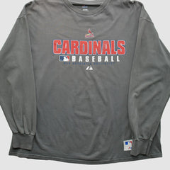 St. Louis Cardinals Majestic 2000s Long Sleeve T-shirt Gray Vintage