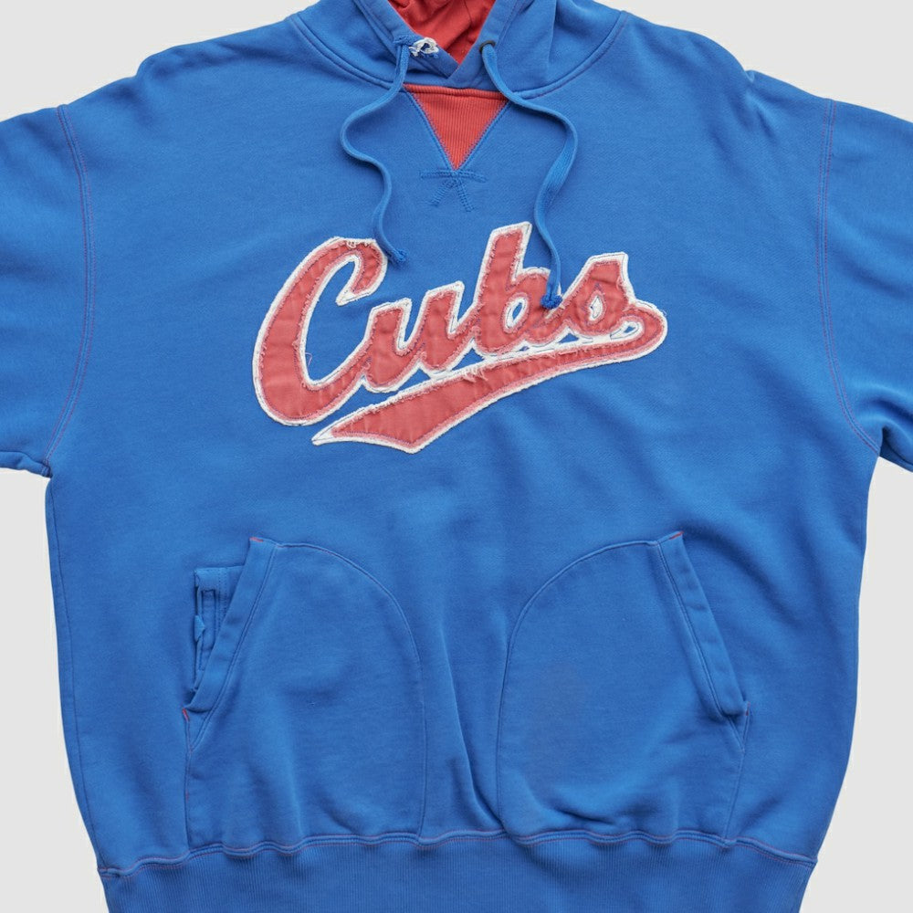 Chicago Cubs Majestic 2000s Hooded Pullover Sweatshirt Blue Vintage