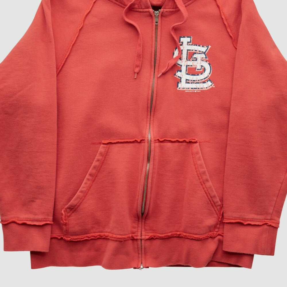 St. Louis Cardinals Genuine Merchandise 2000s Hooded Full Zip Sweatshirt Red Vintage