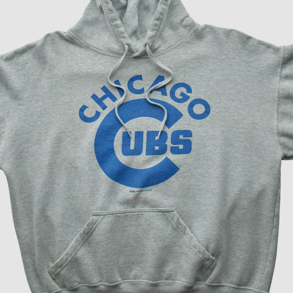 Chicago Cubs Stitches 2000s Hooded Pullover Sweatshirt Heather Gray Vintage