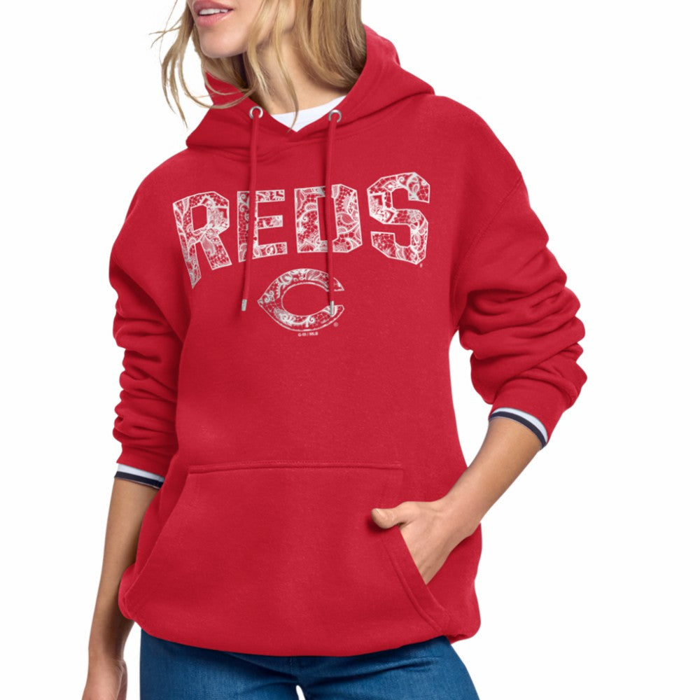 Cincinnati Reds Starter Women's Lace Team Lockup Fleece Hoodie Red