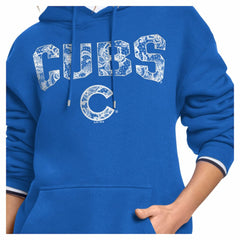 Chicago Cubs Starter Women's Lace Team Lockup Fleece Hoodie Royal