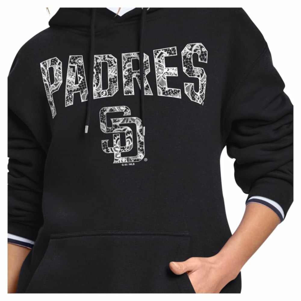 San Diego Padres Starter Women's Lace Team Lockup Fleece Hoodie Black