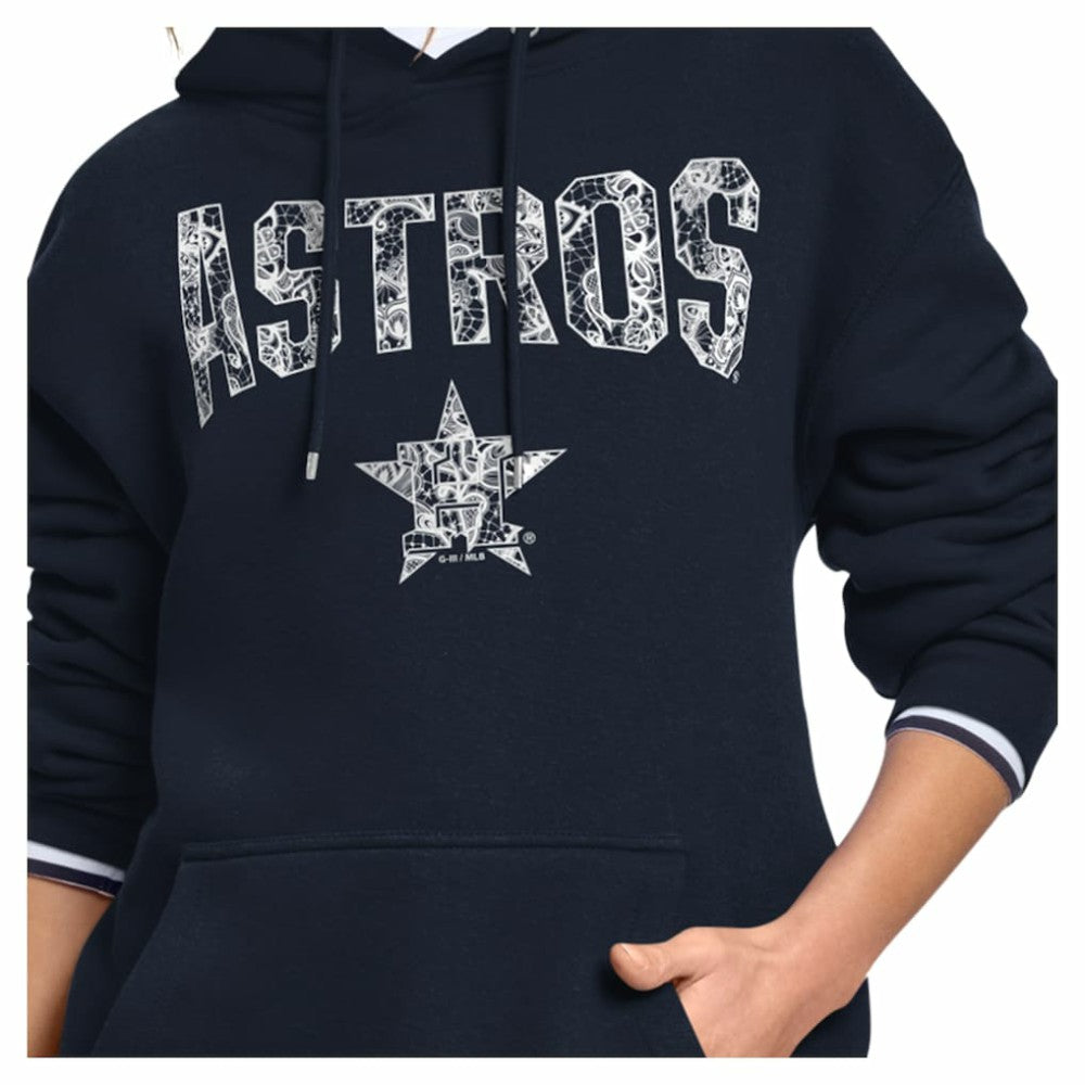 Houston Astros Starter Women's Lace Team Lockup Fleece Hoodie Navy