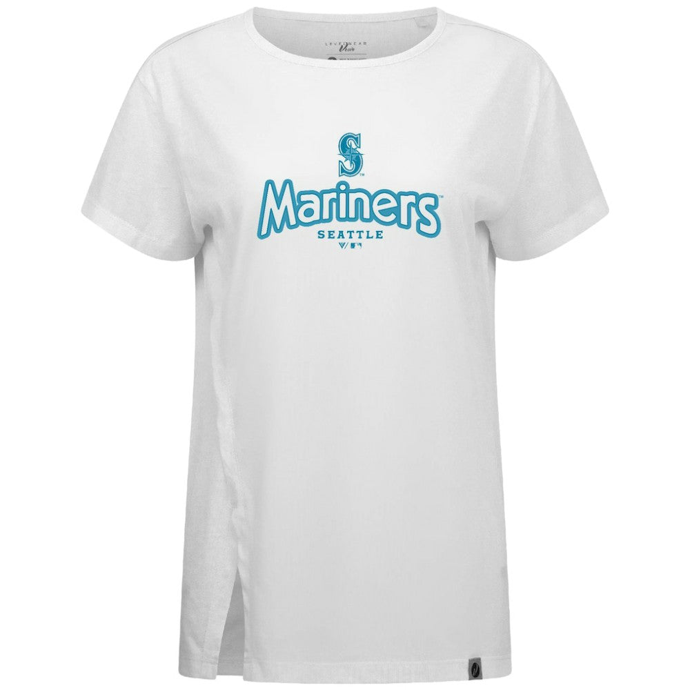 Seattle Mariners Levelwear Women's Blue Haven Influx Cornerstone T-Shirt White
