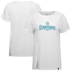 Milwaukee Brewers Levelwear Women's Blue Haven Influx Cornerstone T-Shirt White