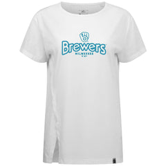 Milwaukee Brewers Levelwear Women's Blue Haven Influx Cornerstone T-Shirt White
