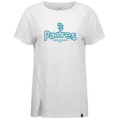 San Diego Padres Levelwear Women's Blue Haven Influx Cornerstone T-Shirt White