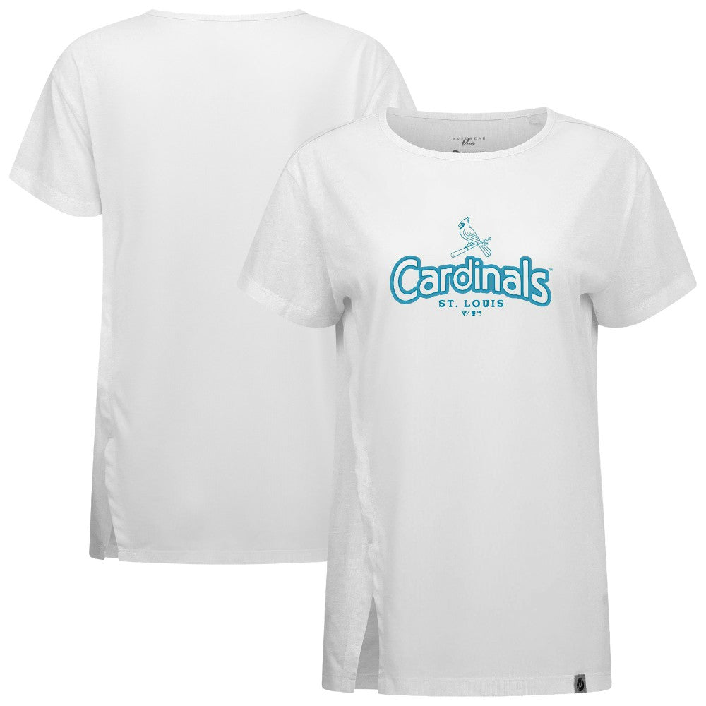 St. Louis Cardinals Levelwear Women's Blue Haven Influx Cornerstone T-Shirt White