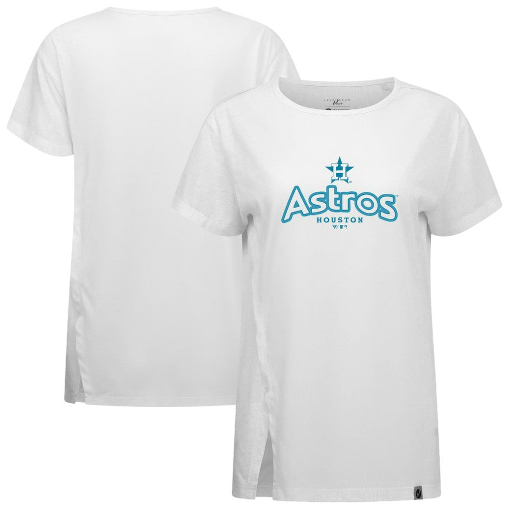 Houston Astros Levelwear Women's Blue Haven Influx Cornerstone T-Shirt White