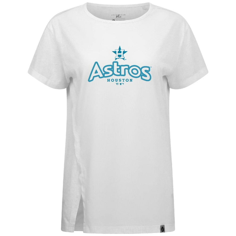 Houston Astros Levelwear Women's Blue Haven Influx Cornerstone T-Shirt White