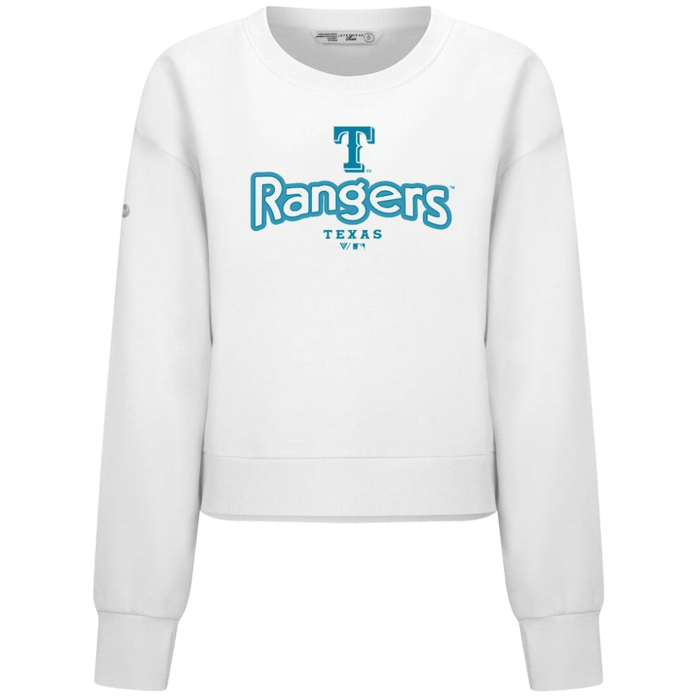 Texas Rangers Levelwear Women's Judd Cornerstone Cropped Sweatshirt White