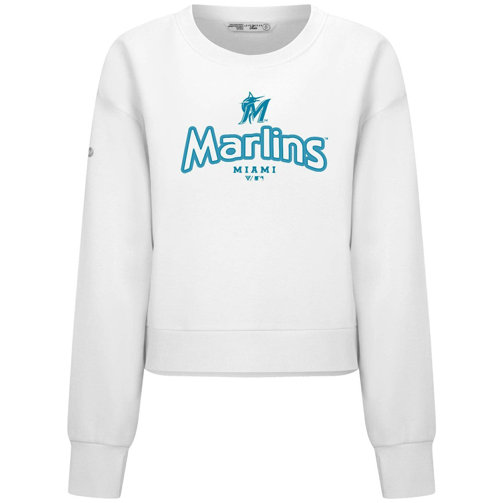Miami Marlins Levelwear Women's Judd Cornerstone Cropped Sweatshirt White