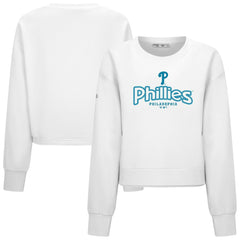 Philadelphia Phillies Levelwear Women's Judd Cornerstone Cropped Sweatshirt White