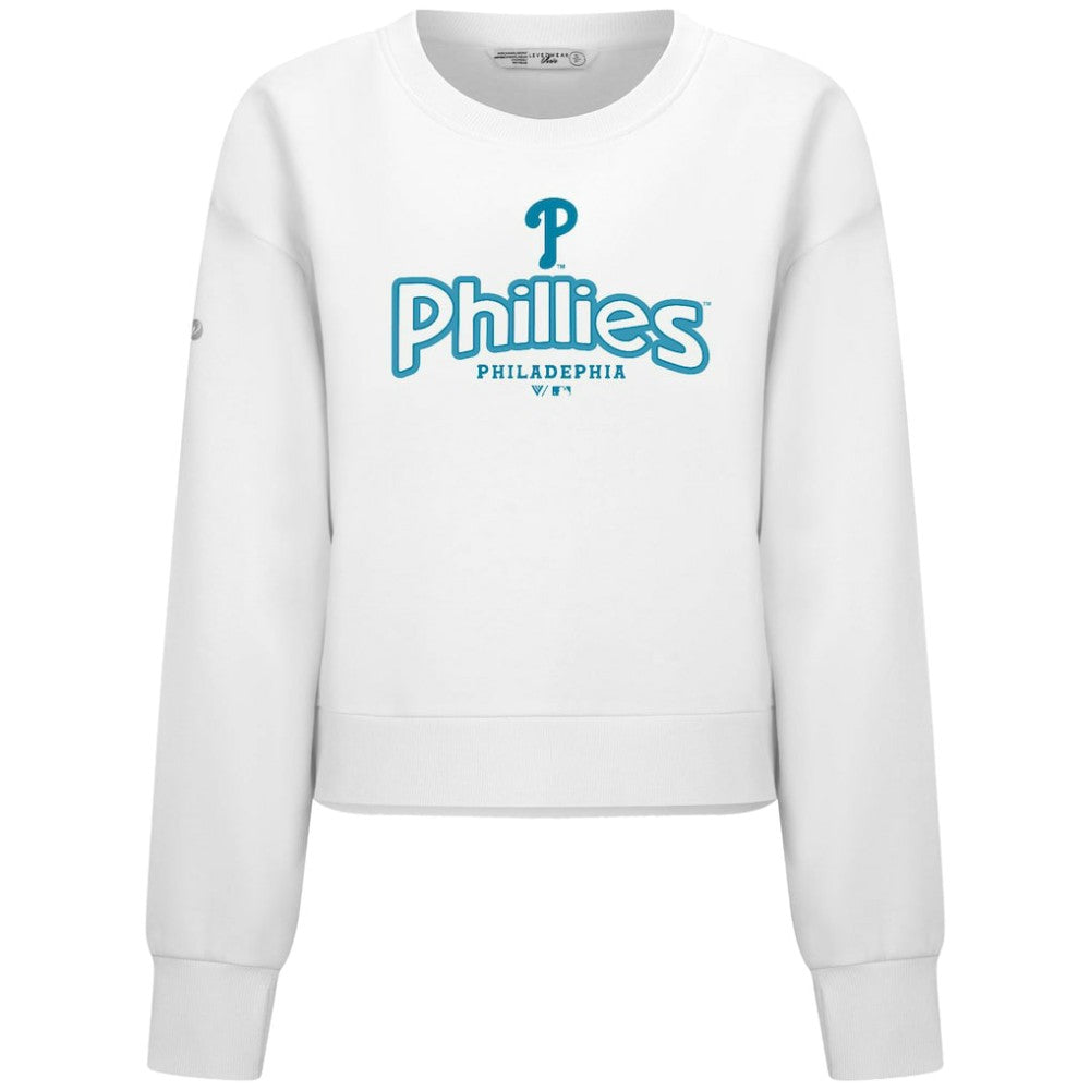 Philadelphia Phillies Levelwear Women's Judd Cornerstone Cropped Sweatshirt White