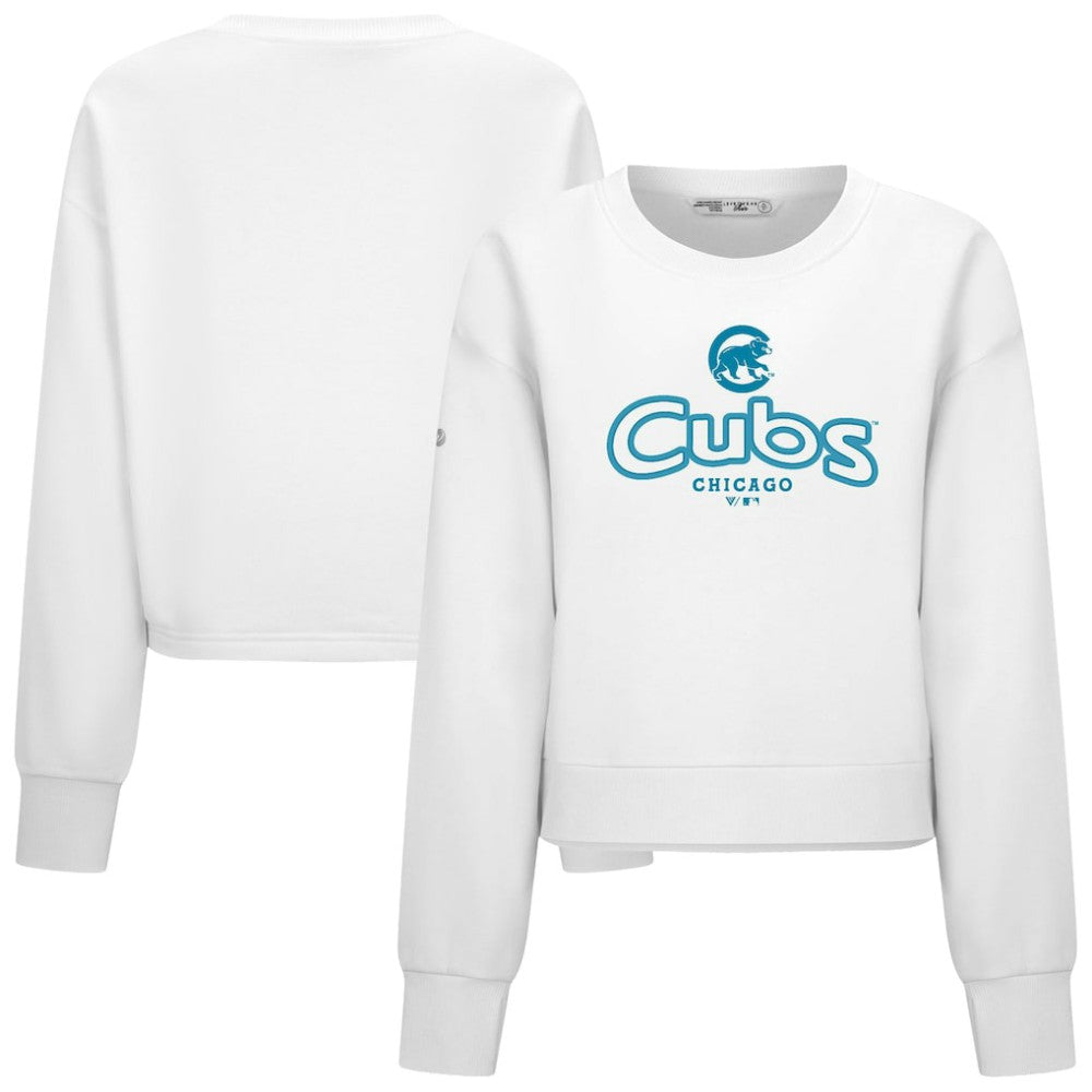 Chicago Cubs Levelwear Women's Judd Cornerstone Cropped Sweatshirt White