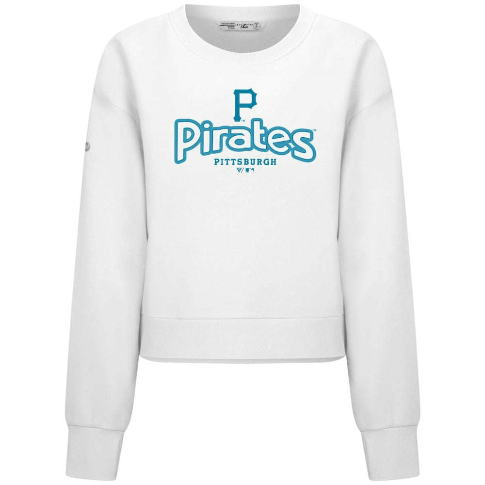 Pittsburgh Pirates Levelwear Women's Judd Cornerstone Cropped Sweatshirt White